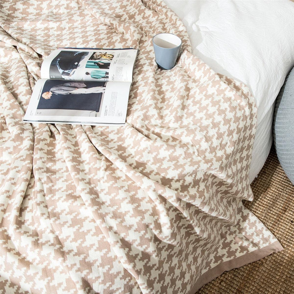 Coperta Morbida con Motivo Pied-de-Poule – Disponibile in Diverse Misure