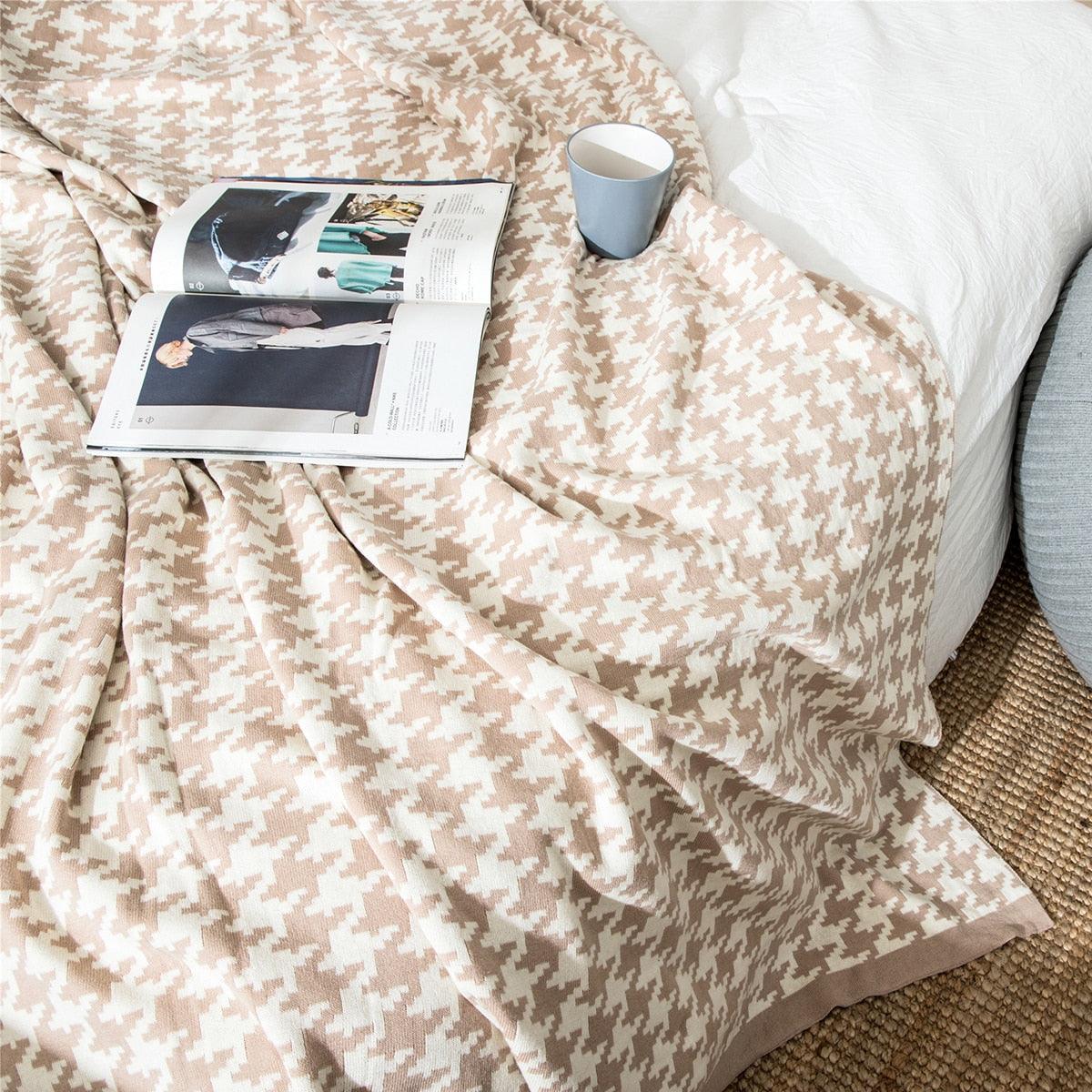 Coperta Morbida con Motivo Pied-de-Poule – Disponibile in Diverse Misure
