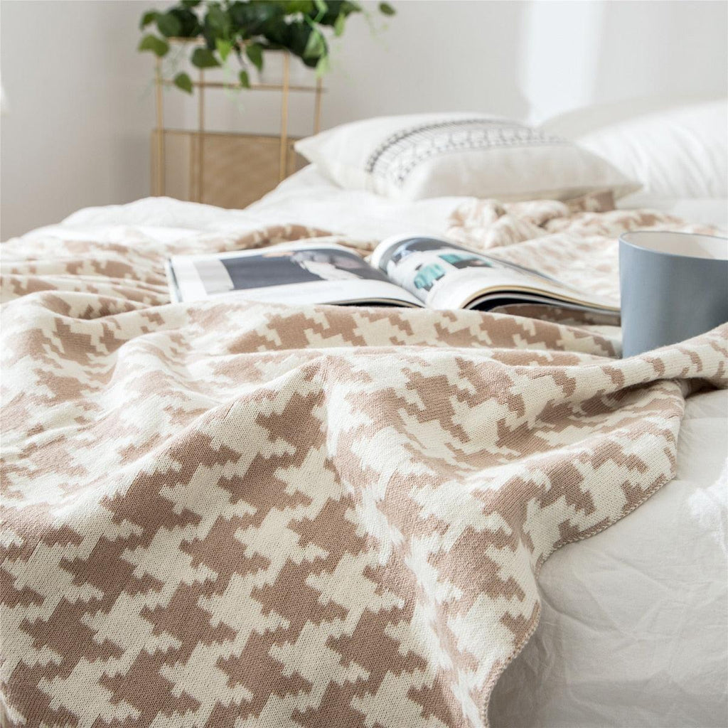Coperta Morbida con Motivo Pied-de-Poule – Disponibile in Diverse Misure