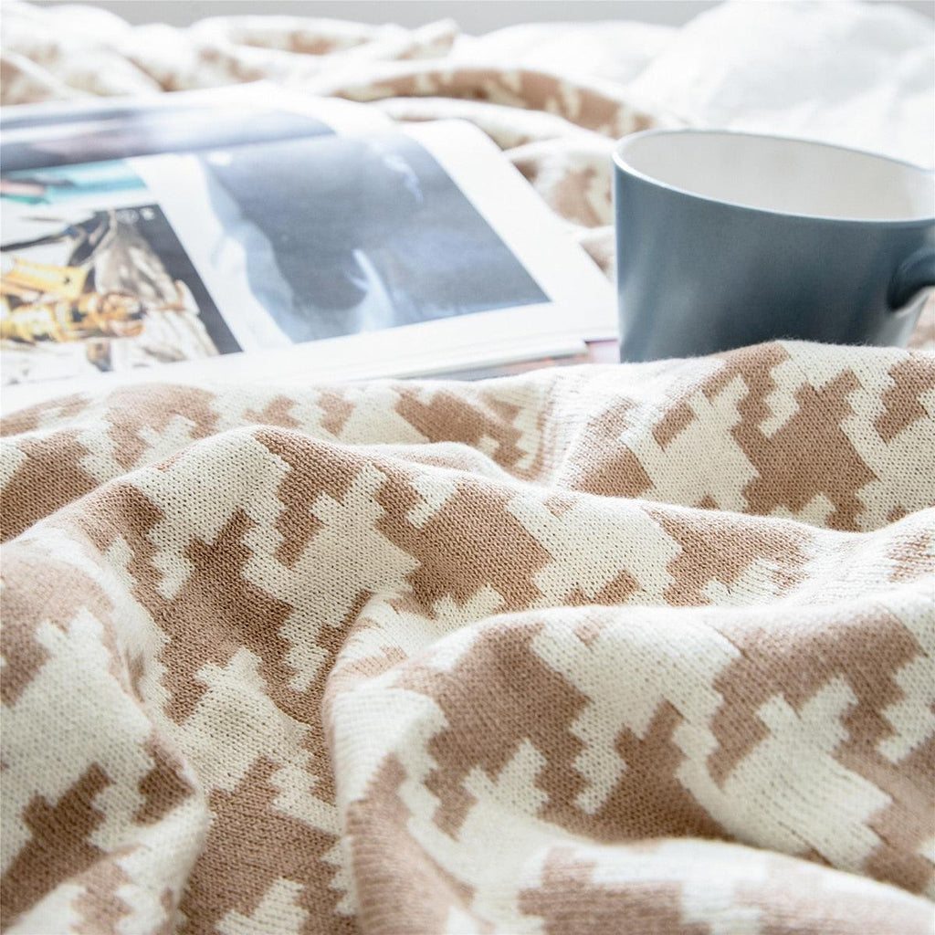 Coperta Morbida con Motivo Pied-de-Poule – Disponibile in Diverse Misure