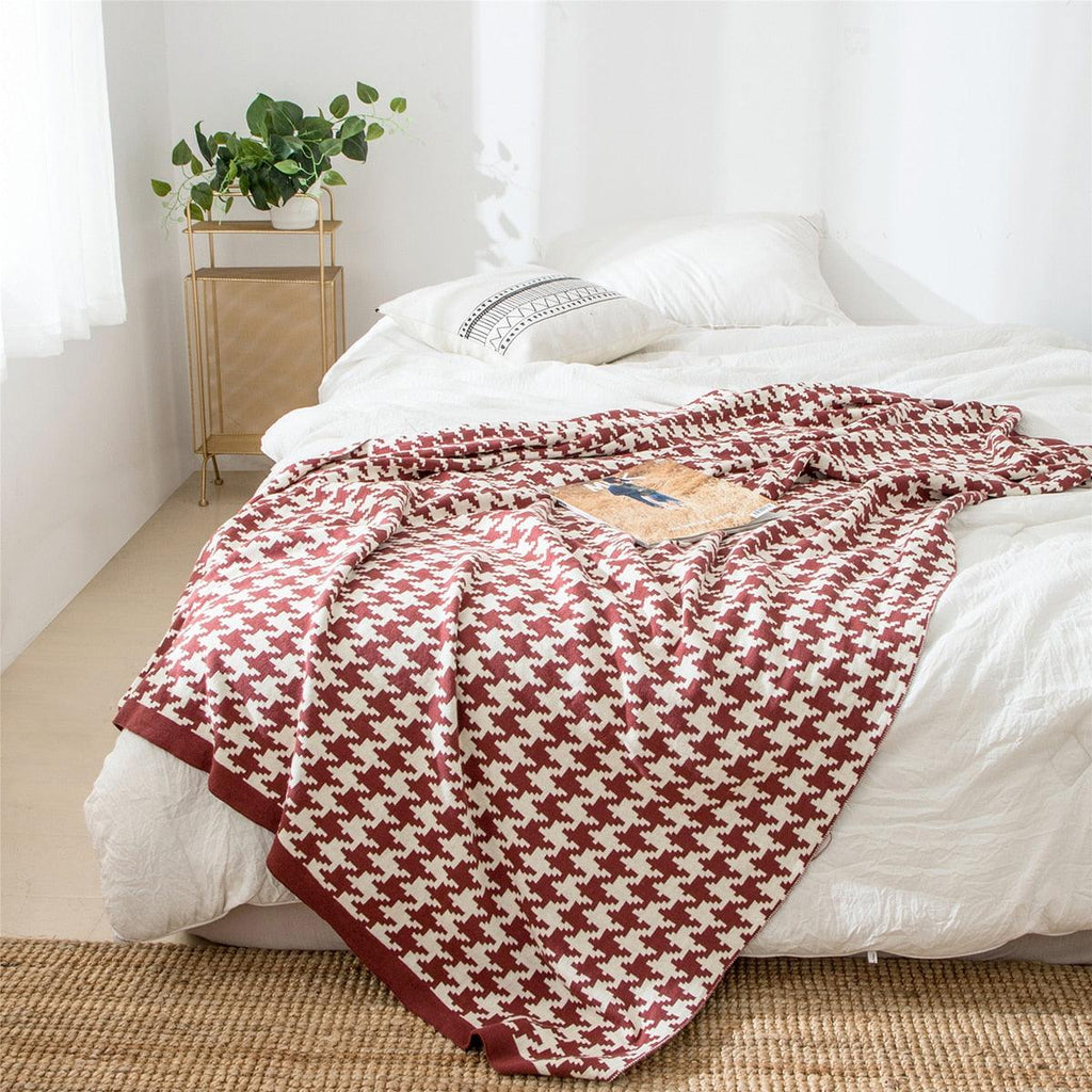 Coperta Morbida con Motivo Pied-de-Poule – Disponibile in Diverse Misure