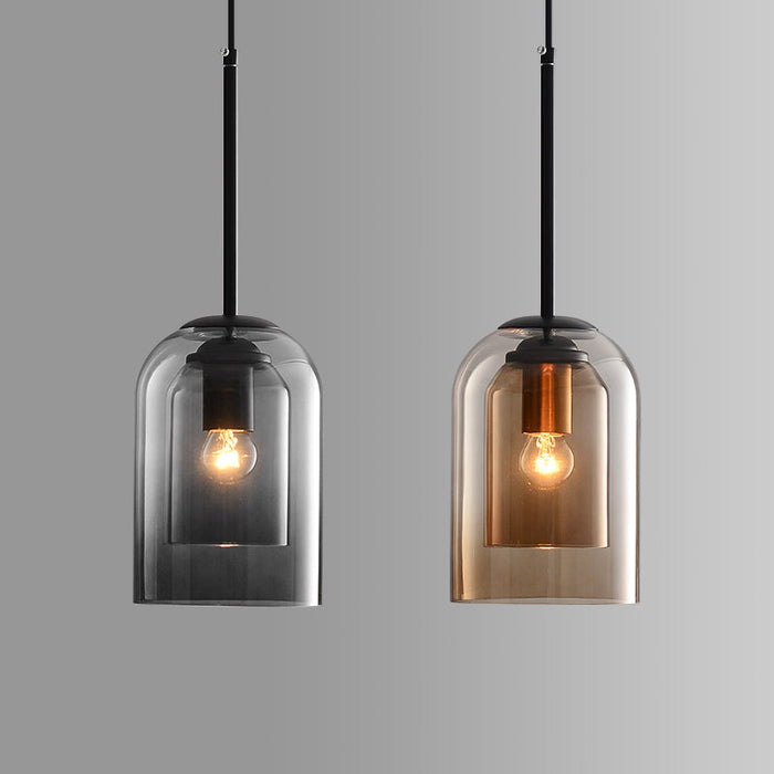 Lampade a Sospensione Mica Mid-Century con Vetro Doppio