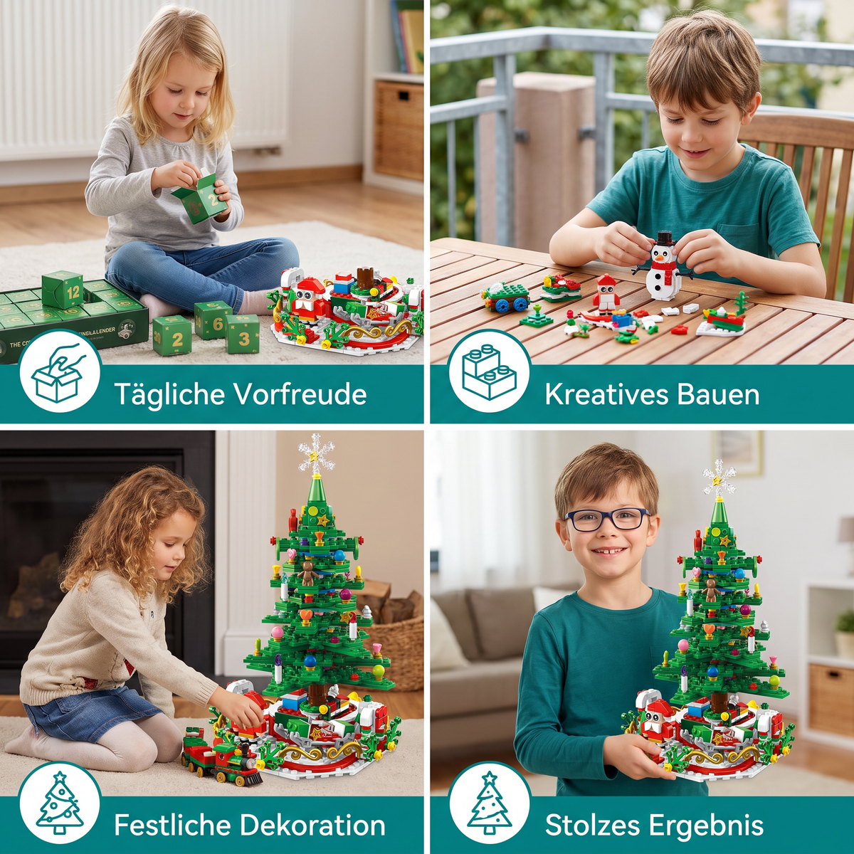 Calendario dell'Avvento con Mattoncini per Albero di Natale – 24 Giorni di Divertimento Costruttivo