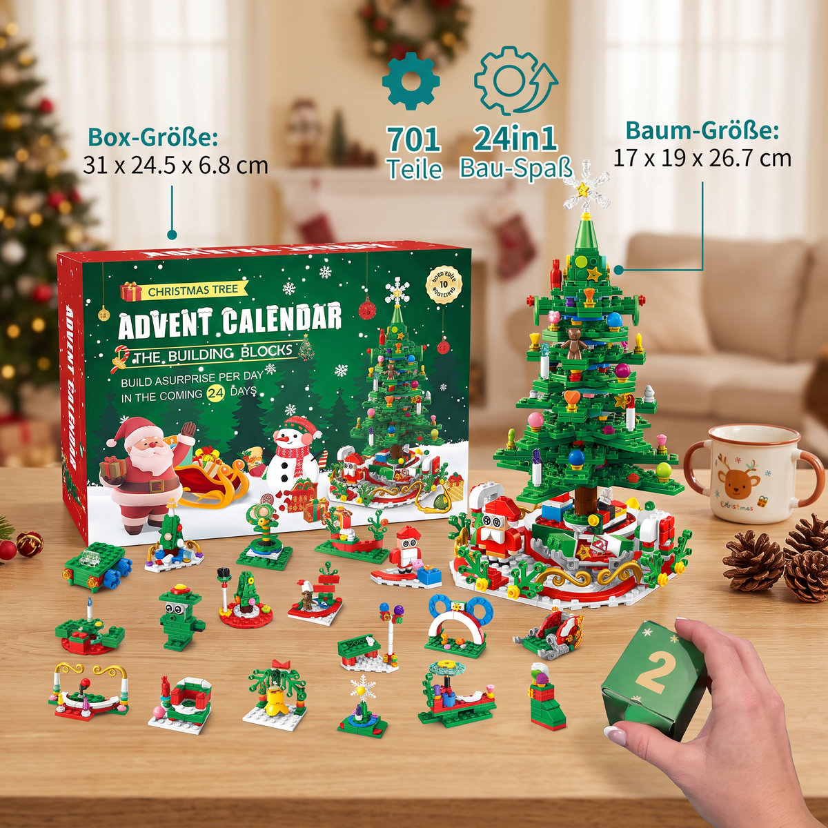 Calendario dell'Avvento con Mattoncini per Albero di Natale – 24 Giorni di Divertimento Costruttivo