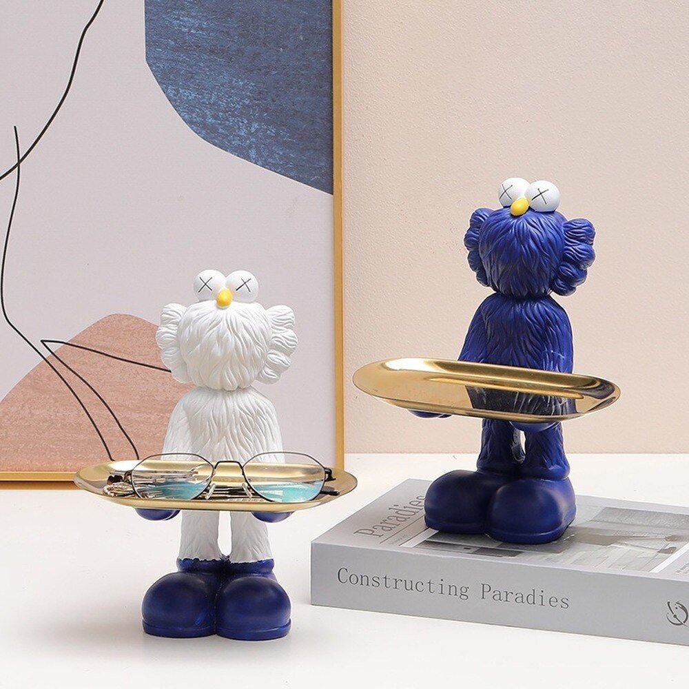 BearNest – Curiosa figura di orso in resina con vassoio per decorazione e stoccaggio