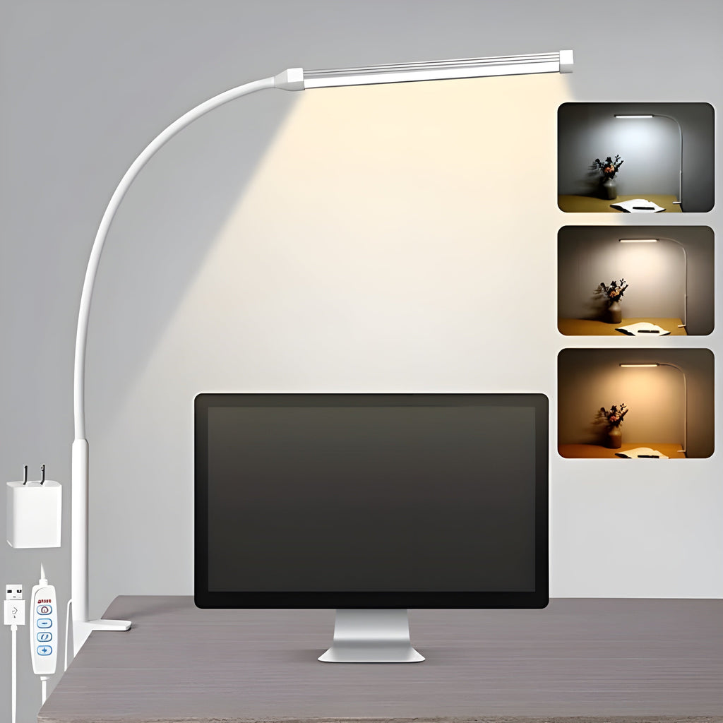 Lampada OptiBright - Luce da scrivania flessibile e amica degli occhi con morsetto