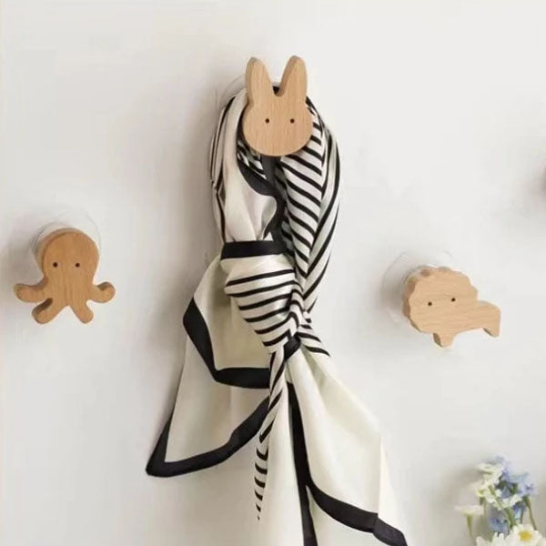 Ganci da Parete in Legno a Forma di Animale - Appendino Adesivo