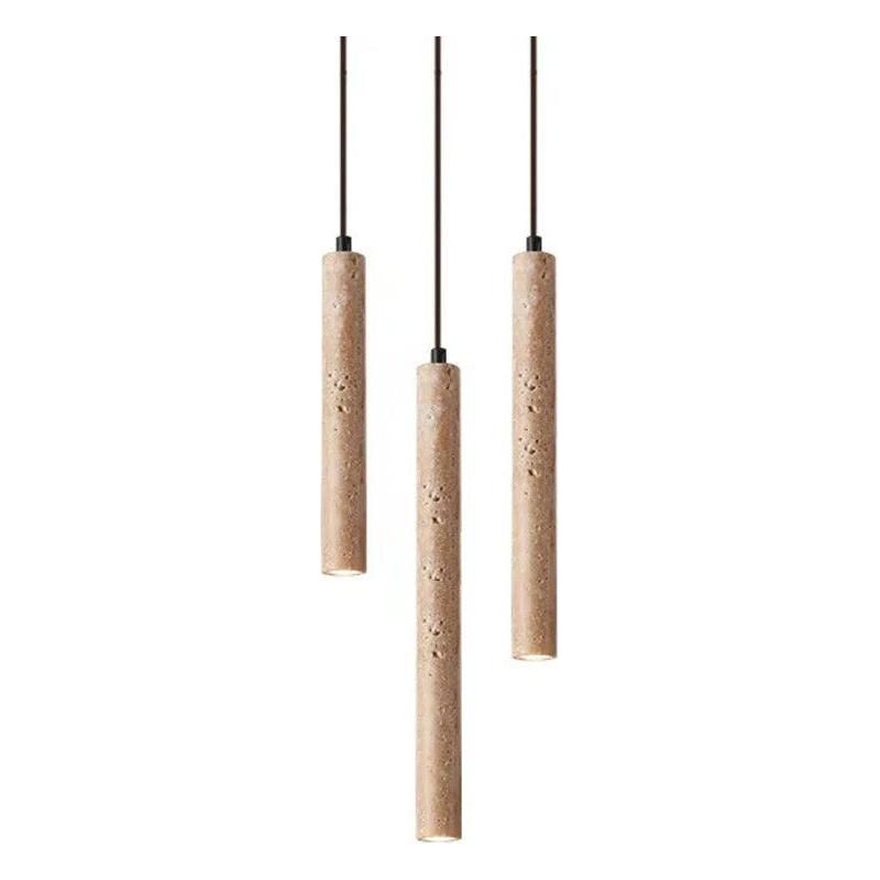 Radiance - Lampadario LED in stile Wabi-Sabi minimalista in travertino