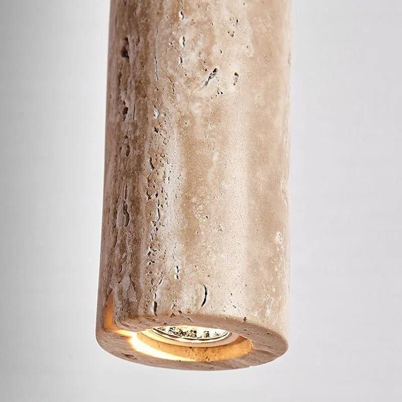 Radiance - Lampadario LED in stile Wabi-Sabi minimalista in travertino