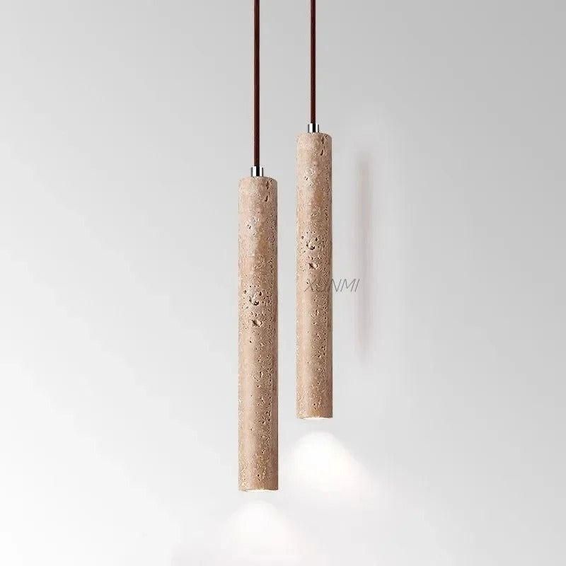 Radiance - Lampadario LED in stile Wabi-Sabi minimalista in travertino