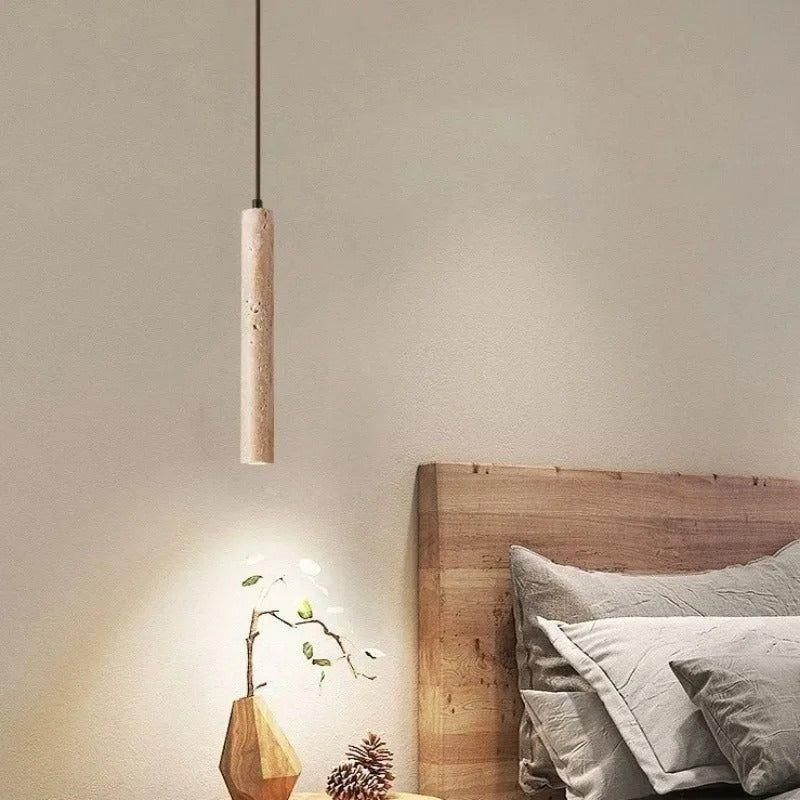 Radiance - Lampadario LED in stile Wabi-Sabi minimalista in travertino