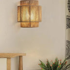 Lampada da Parete in Rattan e Bambù Intrecciata a Mano