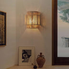 Lampada da Parete in Rattan e Bambù Intrecciata a Mano