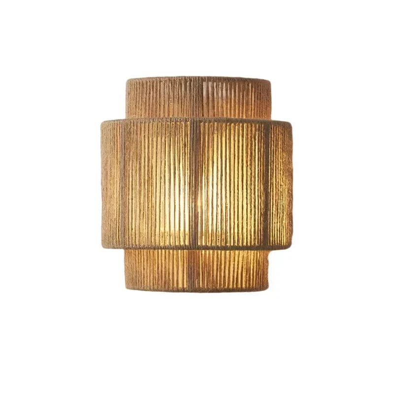 Lampada da Parete in Rattan e Bambù Intrecciata a Mano