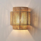 Lampada da Parete in Rattan e Bambù Intrecciata a Mano