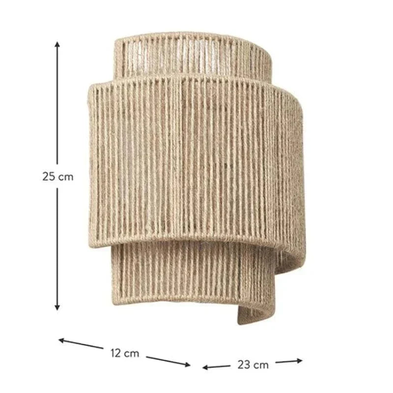 Lampada da Parete in Rattan e Bambù Intrecciata a Mano