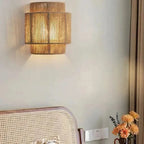 Lampada da Parete in Rattan e Bambù Intrecciata a Mano
