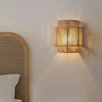 Lampada da Parete in Rattan e Bambù Intrecciata a Mano