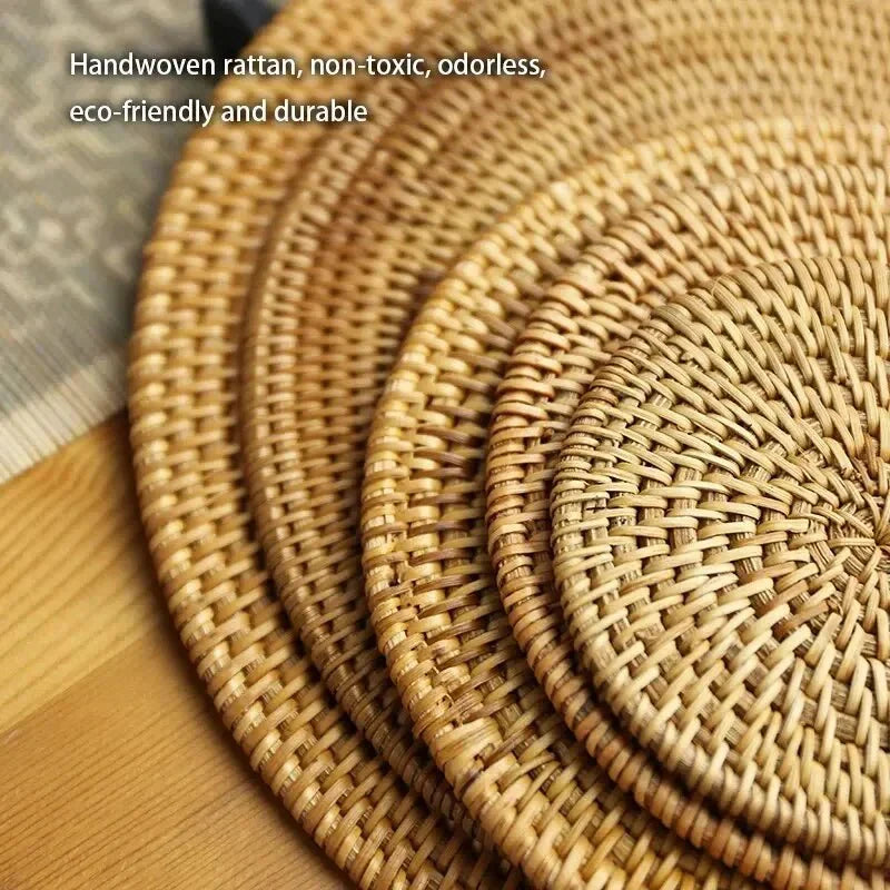 RATTANRA – Sottobicchieri in Rattan Isolanti per la Protezione del Tavolo