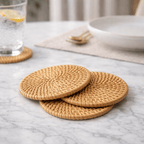 RATTANRA – Sottobicchieri in Rattan Isolanti per la Protezione del Tavolo