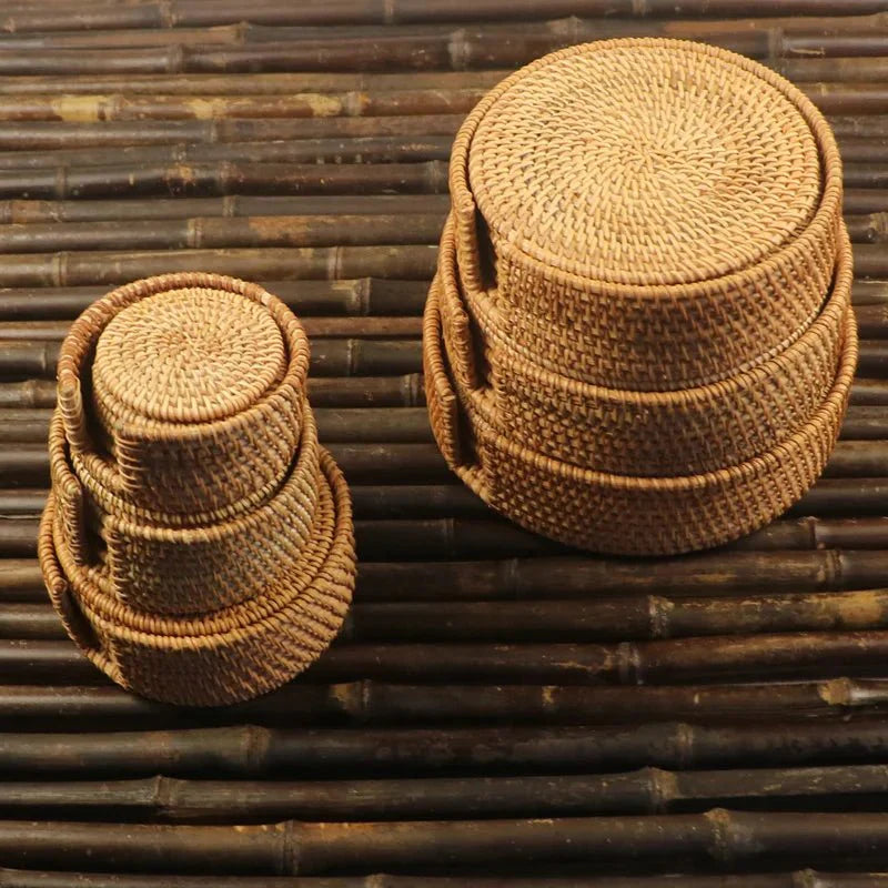RATTANRA – Sottobicchieri in Rattan Isolanti per la Protezione del Tavolo