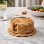 RATTANRA – Sottobicchieri in Rattan Isolanti per la Protezione del Tavolo