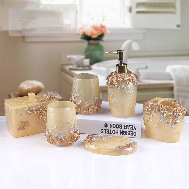 Set di Accessori per Bagno Europeo in Resina a Cinque Pezzi