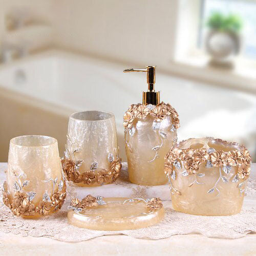 Set di Accessori per Bagno Europeo in Resina a Cinque Pezzi