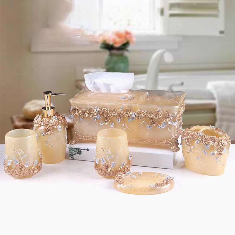 Set di Accessori per Bagno Europeo in Resina a Cinque Pezzi
