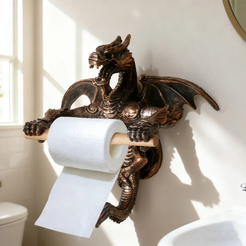 Portarotolo di Carta Igienica a Forma di Drago Retro in Resina, Supporto Creativo per Fazzoletti
