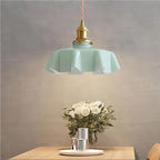 Lampadario Retro in Vetro con Fiori Crema