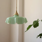 Lampadario Retro in Vetro con Fiori Crema