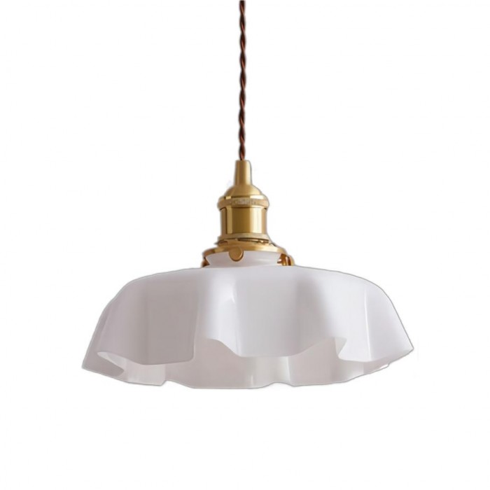 Lampadario Retro in Vetro con Fiori Crema