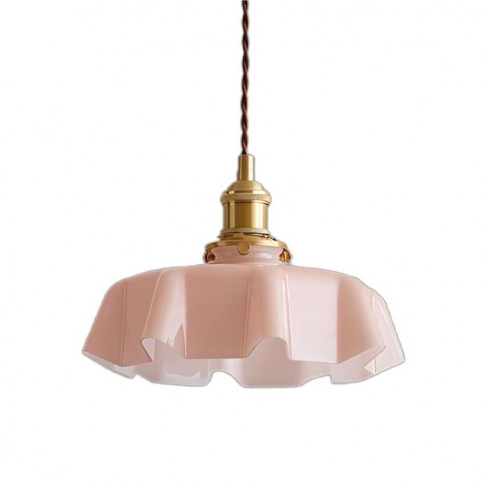 Lampadario Retro in Vetro con Fiori Crema