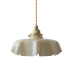 Lampadario Retro in Vetro con Fiori Crema