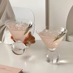 Bicchiere Martini Retro Senza Stelo 250 ml – Bicchiere da Cocktail in Cristallo Rosa dal Design Vintage, Riutilizzabile e Lavabile in Lavastoviglie