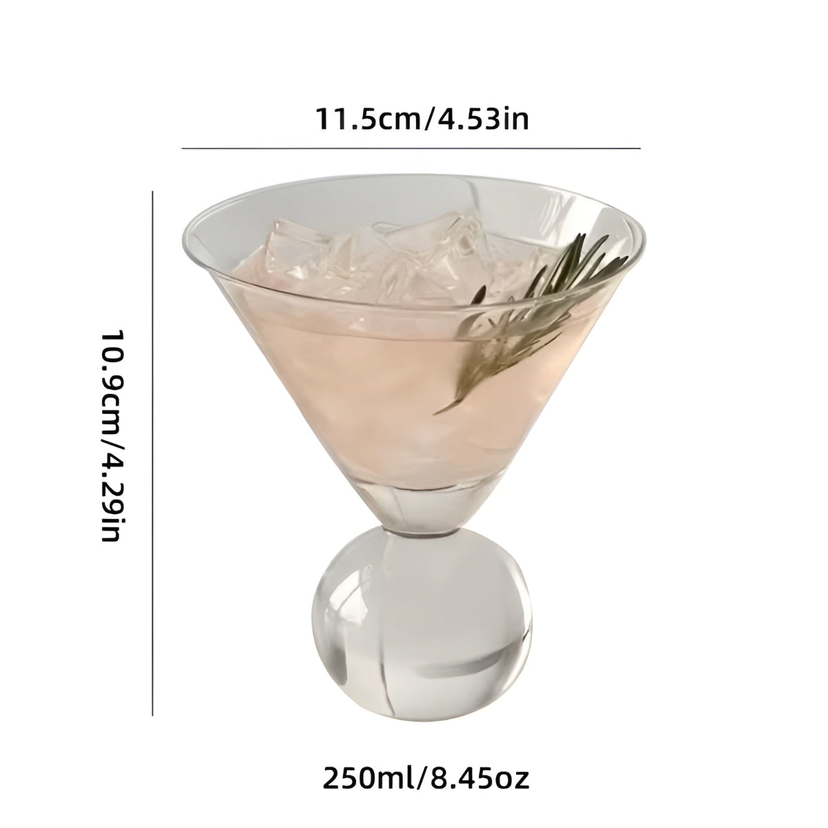 Bicchiere Martini Retro Senza Stelo 250 ml – Bicchiere da Cocktail in Cristallo Rosa dal Design Vintage, Riutilizzabile e Lavabile in Lavastoviglie