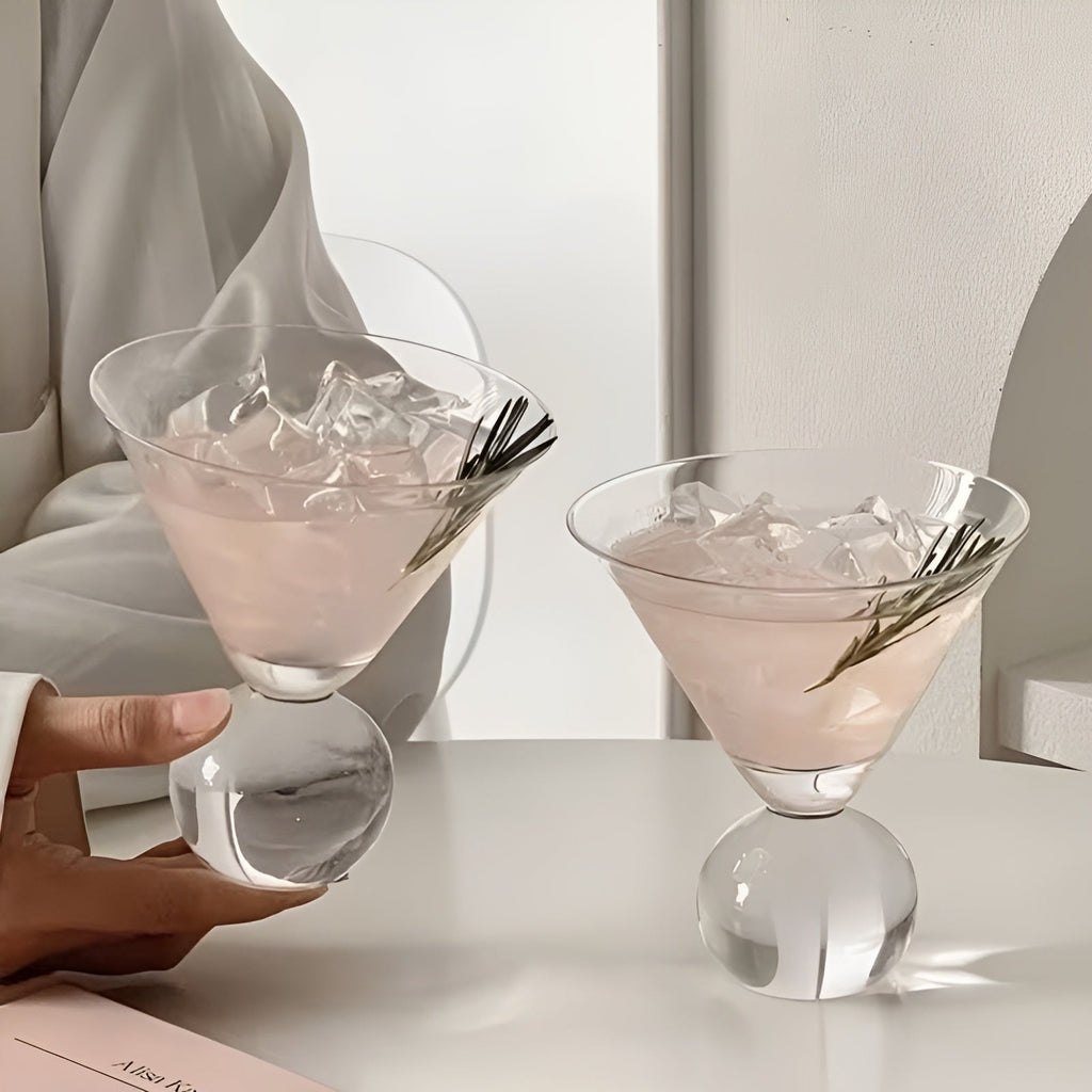 Bicchiere Martini Retro Senza Stelo 250 ml – Bicchiere da Cocktail in Cristallo Rosa dal Design Vintage, Riutilizzabile e Lavabile in Lavastoviglie