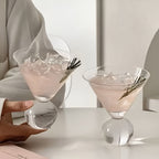 Bicchiere Martini Retro Senza Stelo 250 ml – Bicchiere da Cocktail in Cristallo Rosa dal Design Vintage, Riutilizzabile e Lavabile in Lavastoviglie