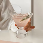Bicchiere Martini Retro Senza Stelo 250 ml – Bicchiere da Cocktail in Cristallo Rosa dal Design Vintage, Riutilizzabile e Lavabile in Lavastoviglie