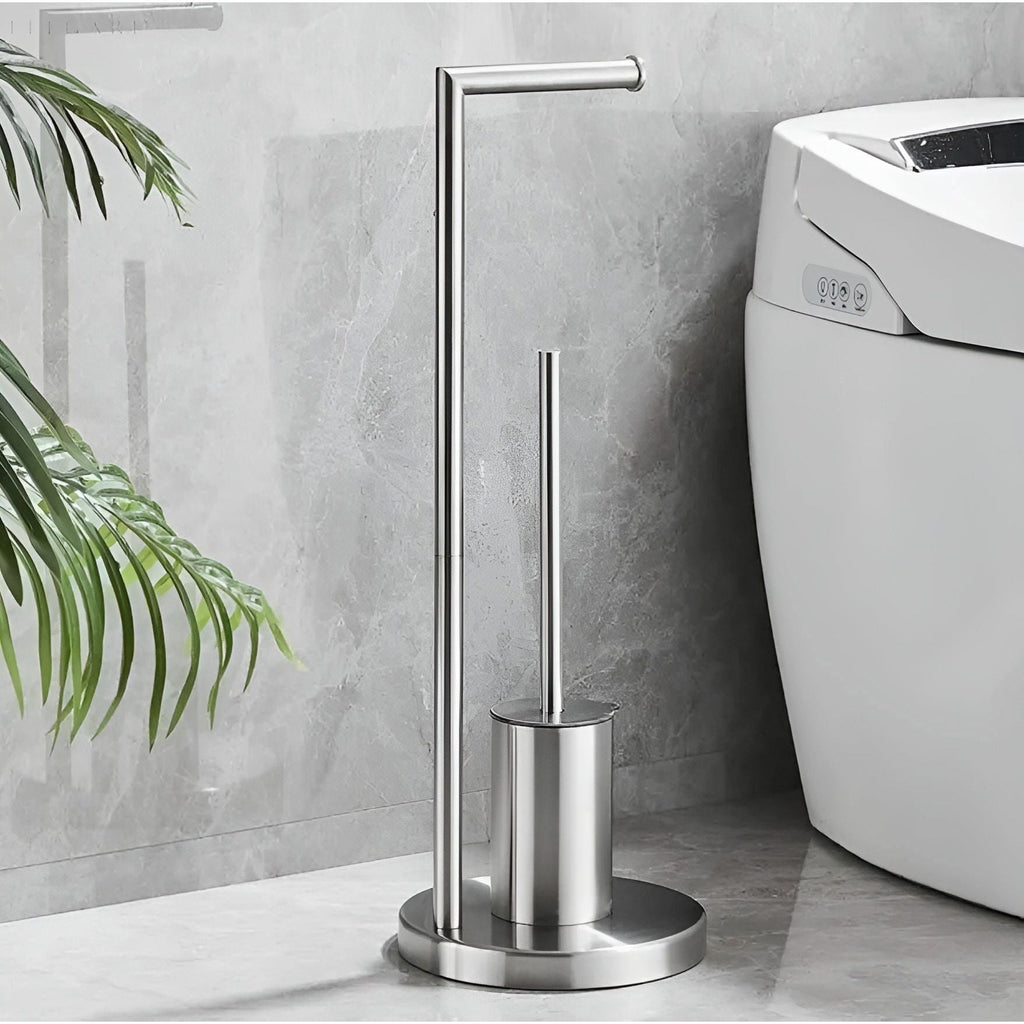RollEase Holder - Porta carta igienica funzionale per bagno con spazzola