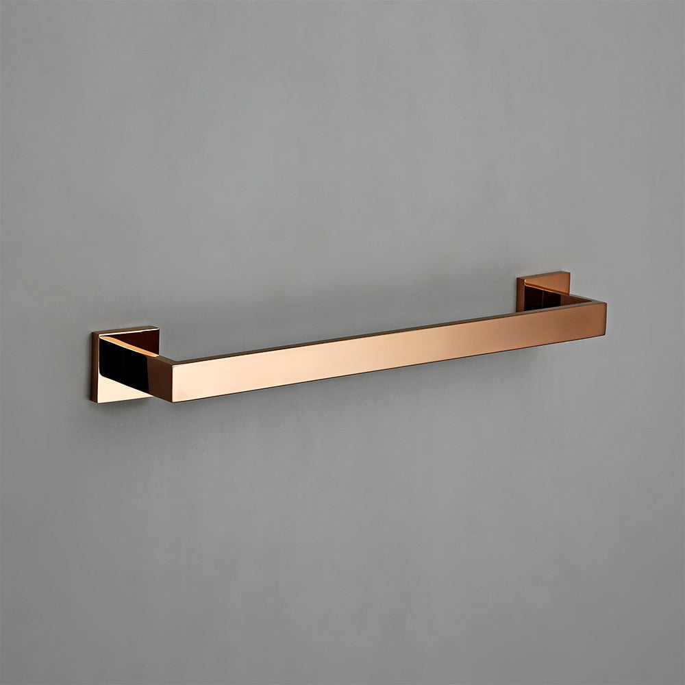 Accessorio per bagno in oro rosa, supporto per carta igienica e gancio per accappatoio