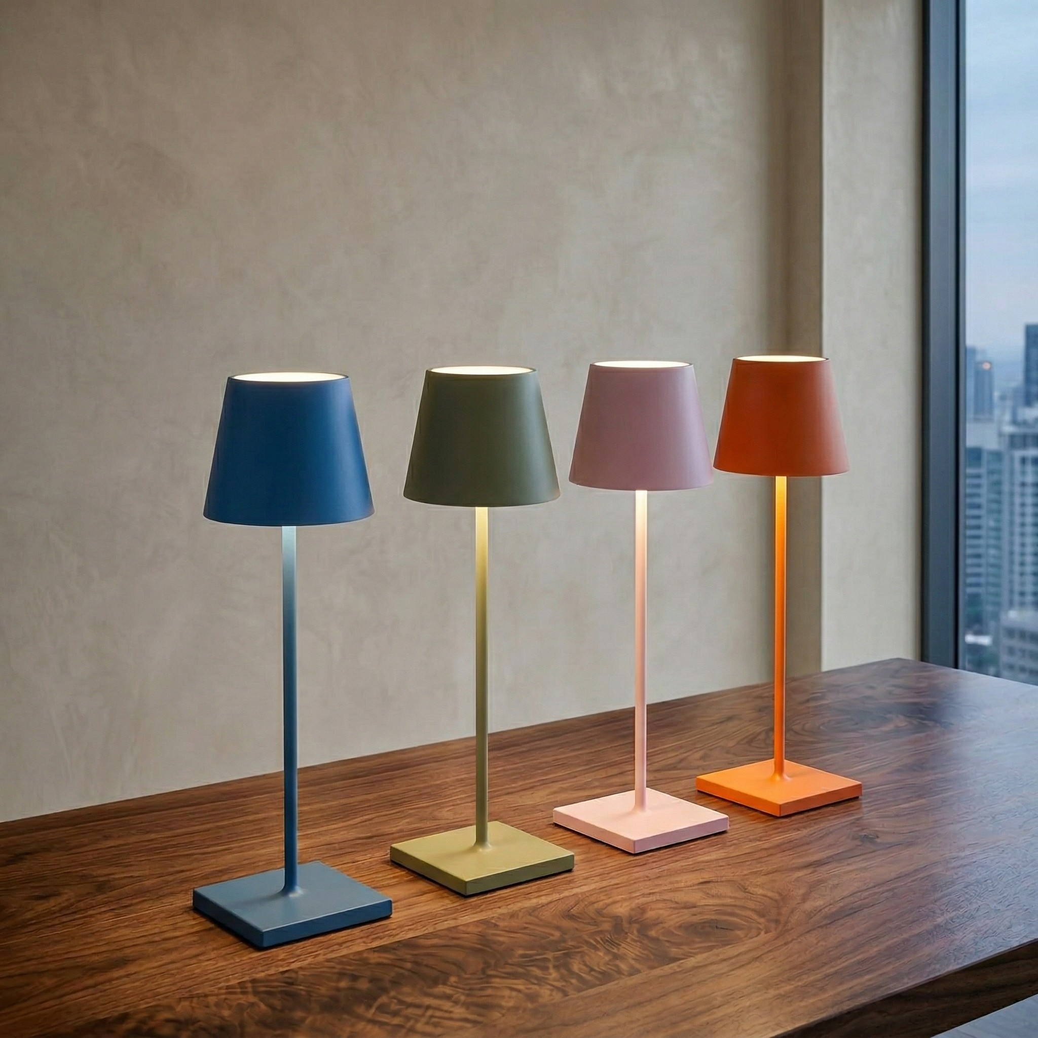Lampada da Tavolo Ricaricabile Wireless LED Touch Design Moderno Luce Ambiente Portatile