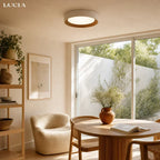 Lampada da soffitto LED rotonda con bordo in legno – Luce calda in design nordico