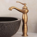 Rubinetto da Lavabo Alto in Bronzo Antico Rustico con Costruzione in Rame Solido