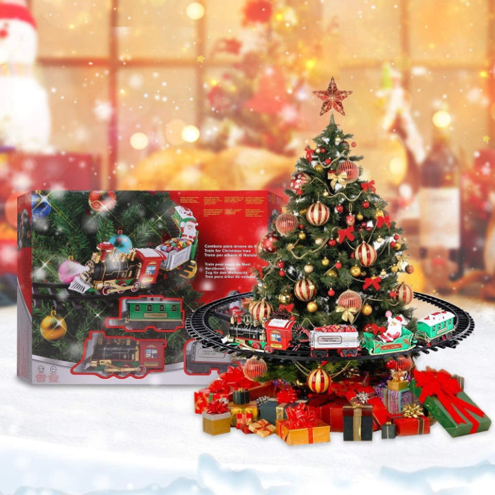 KerstExpress Treno Natalizio – Treno Natalizio in Movimento con Luce, Suono e Supporto per Albero