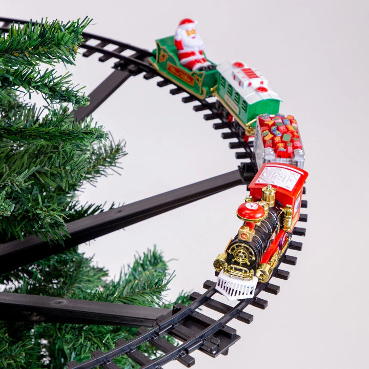KerstExpress Treno Natalizio – Treno Natalizio in Movimento con Luce, Suono e Supporto per Albero