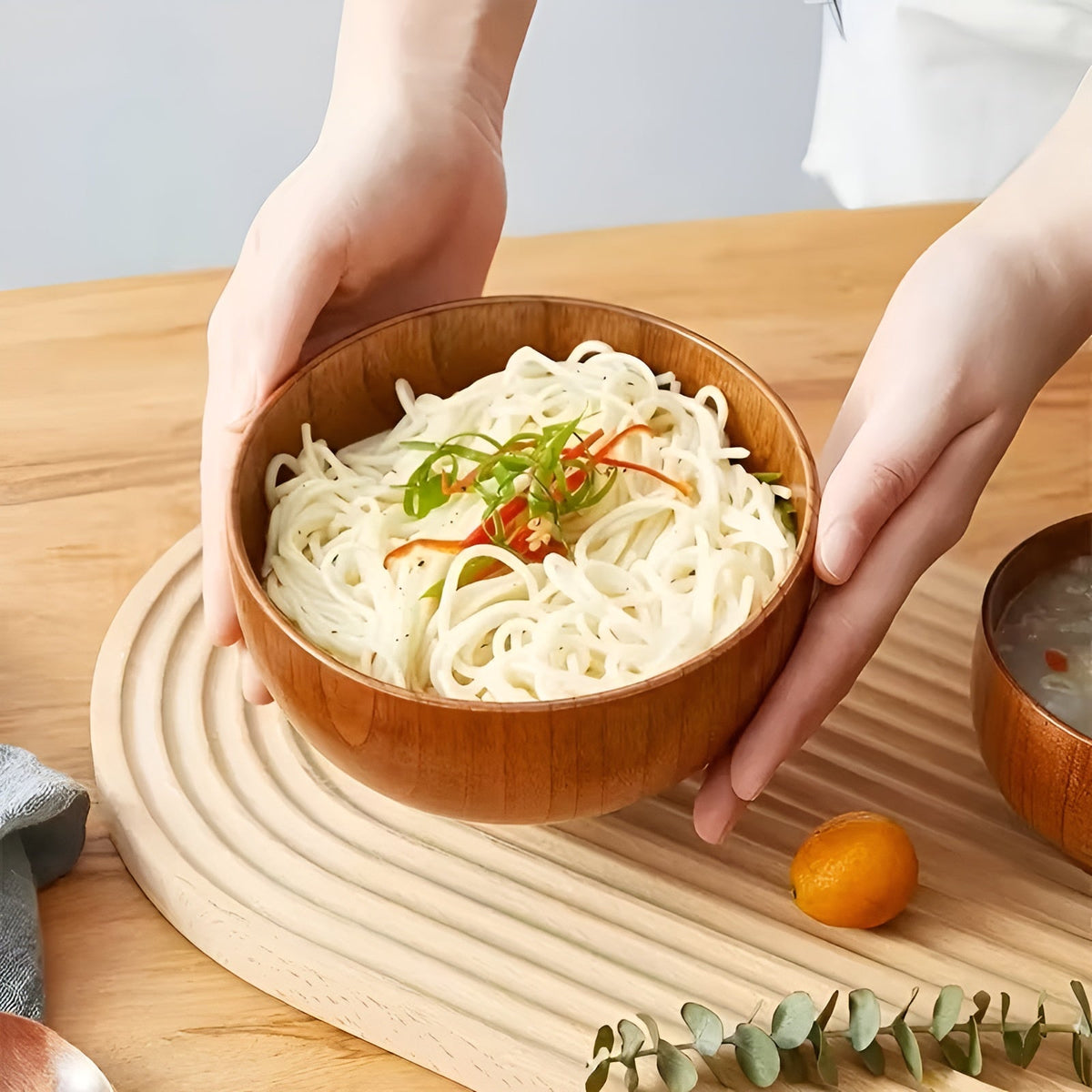 Ciotola in Legno Massello – Di Alta Qualità e Resistente al Calore | Perfetta per Riso, Zuppa, Insalata e Campeggio