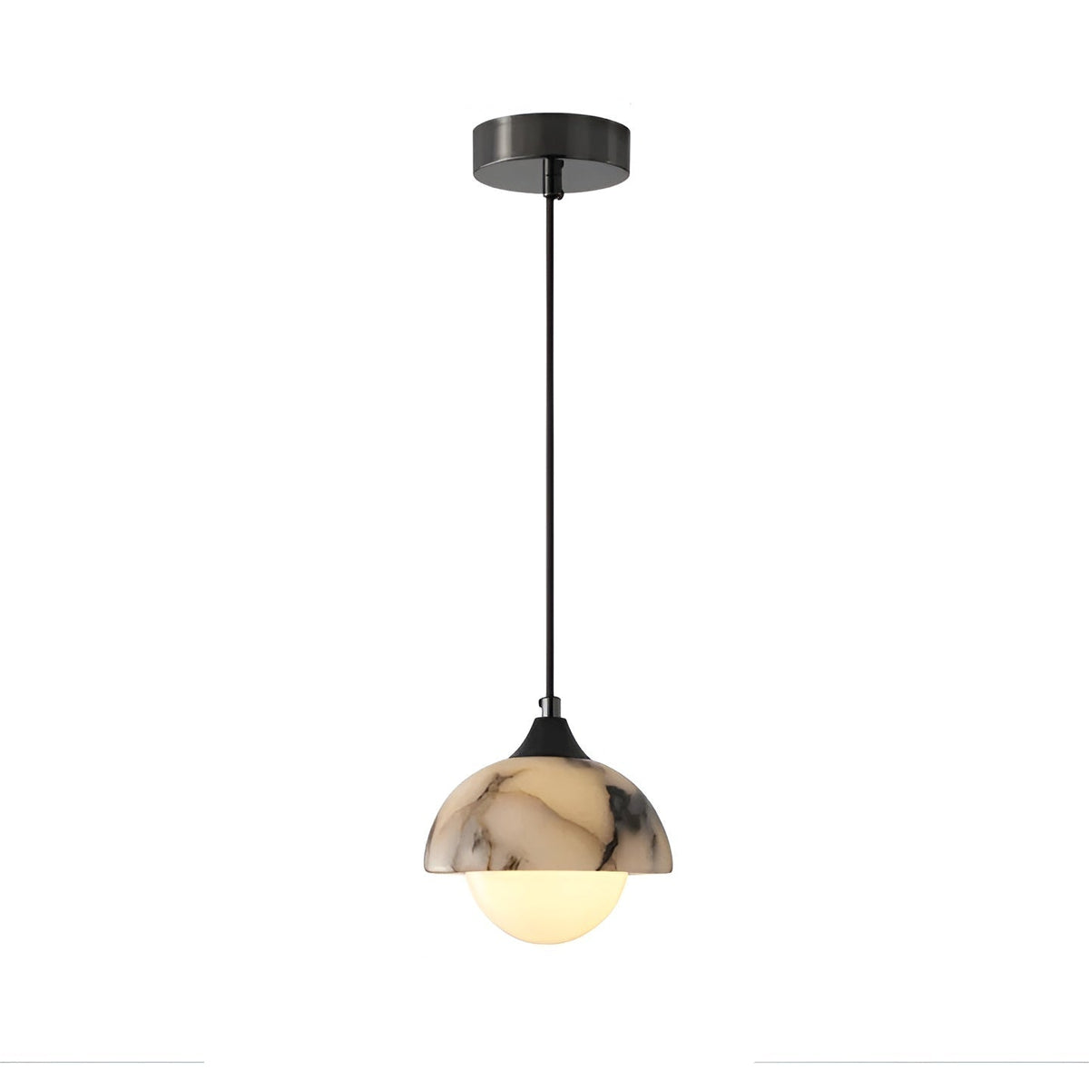Lampada a sospensione in marmo nero – Moderna e lussuosa | Illuminazione interna elegante