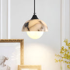 Lampada a sospensione in marmo nero – Moderna e lussuosa | Illuminazione interna elegante